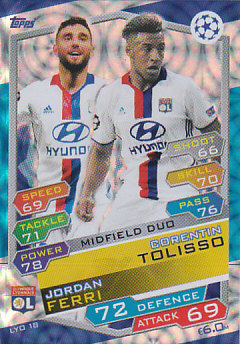 Jordan Ferri / Corentin Tolisso Olympique Lyonnais 2016/17 Topps Match Attax CL Midfield Duo #LYO18